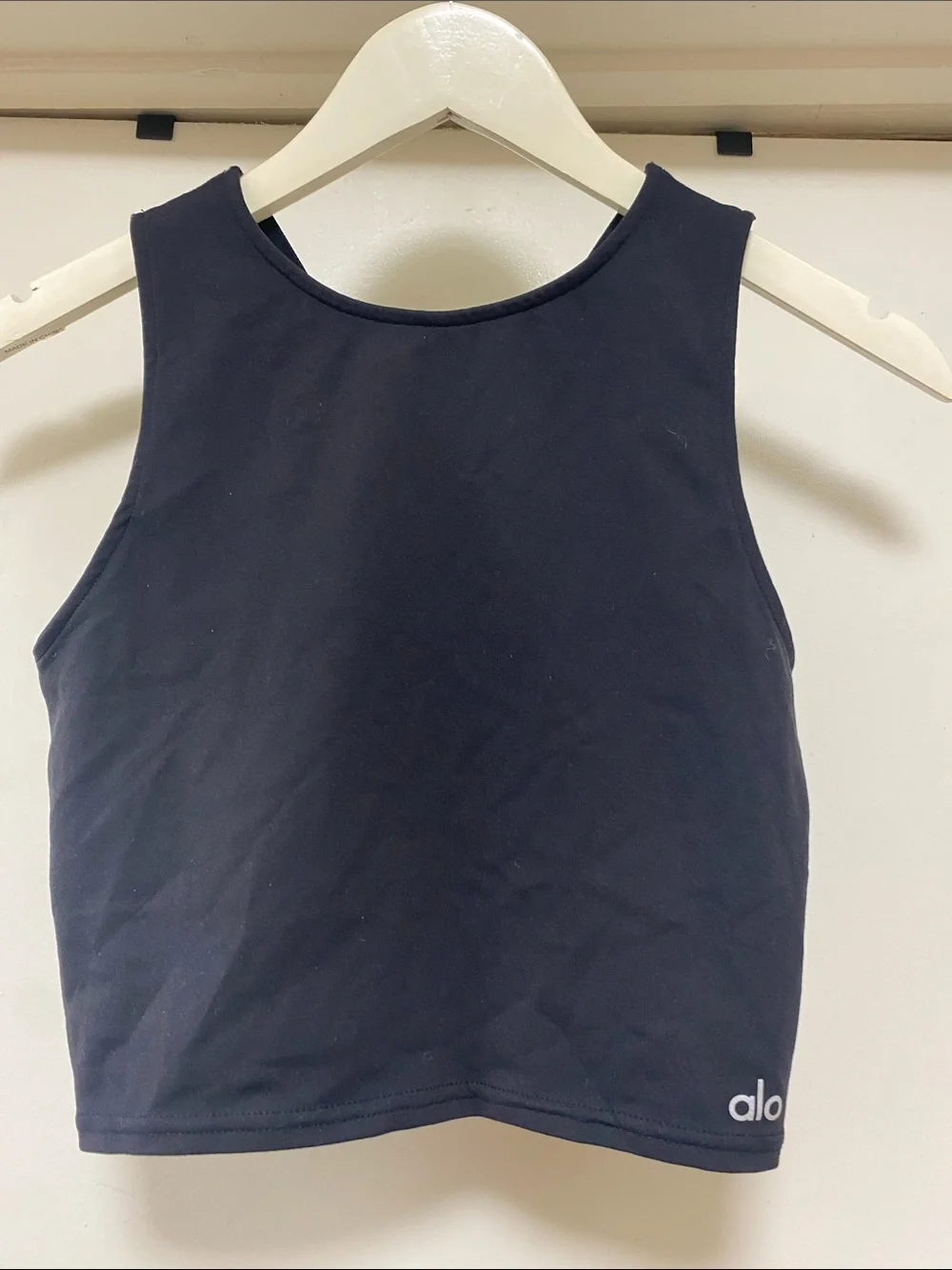 ALO Yoga Black Crop Tank Top with Subtle Logo